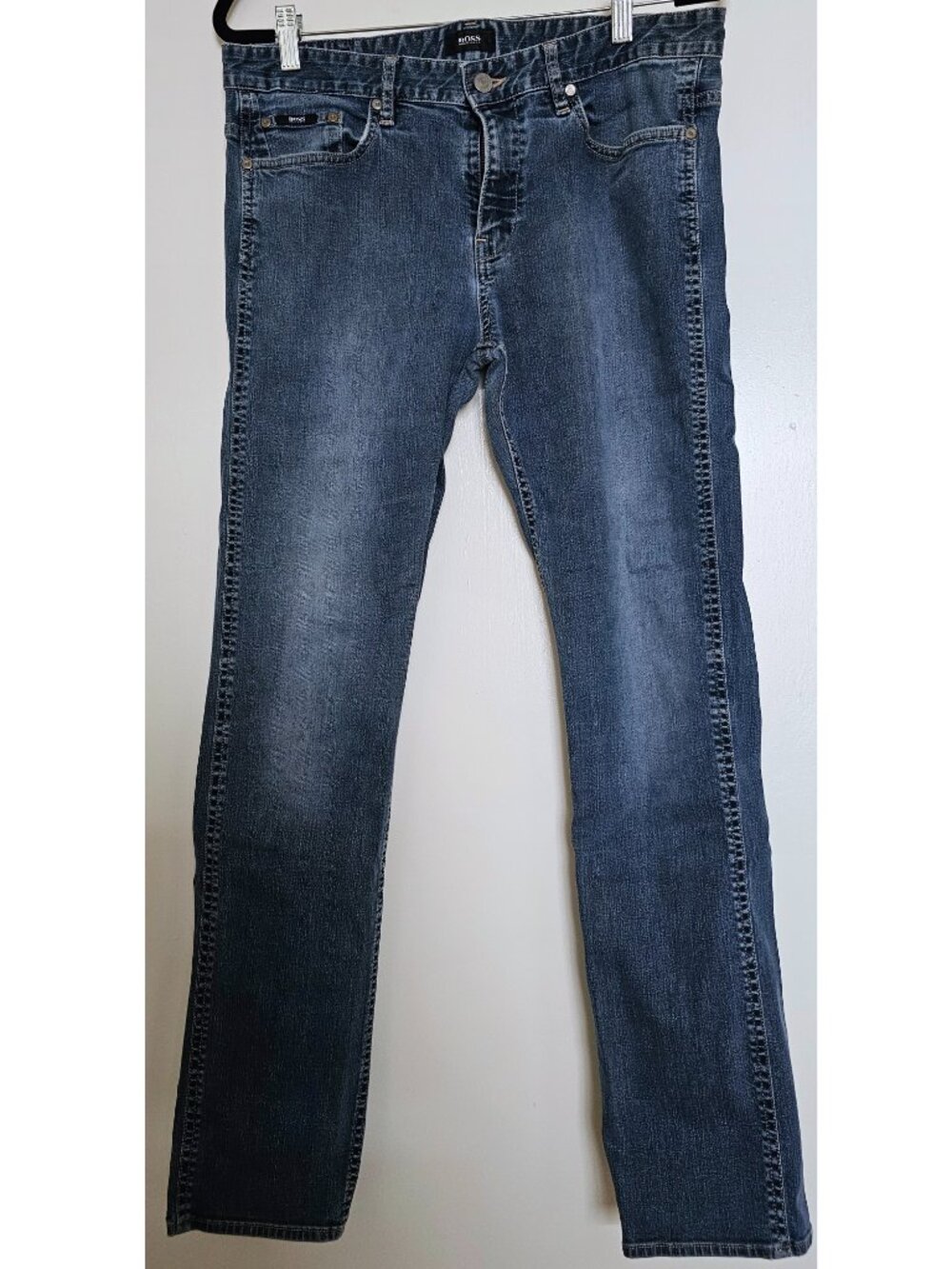 Hugo BOSS Delaware Slim Fit Jeans 33x32 Medium Wash Stretch Designer Denim
